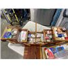 Image 6 : 3 SMALL TOTES AND 2 CONTAINERS FULL OF SEWING SUPPLIES. INCLUDES VINTAGE BOX.