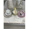 Image 2 : DECORATE MARBLE TRAY WITH COLLECTABLE CHINA AND 24" ANGEL FIGURE