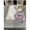 Image 4 : DECORATE MARBLE TRAY WITH COLLECTABLE CHINA AND 24" ANGEL FIGURE
