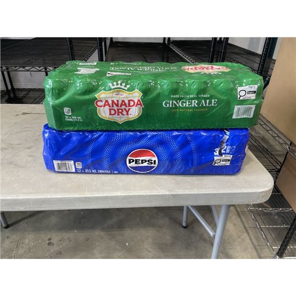 2 CASES OF PEPSI AND CANADA DRY GINGERALE, 32 PACKS, SOME MISSING