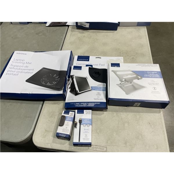 INSIGNIA LAPTOP COOLING MAP AND GAMING MOUSEPAD AND ERGONOMIC LAPTOP STAND AND UNIVERSAL FLEXVIEW FO
