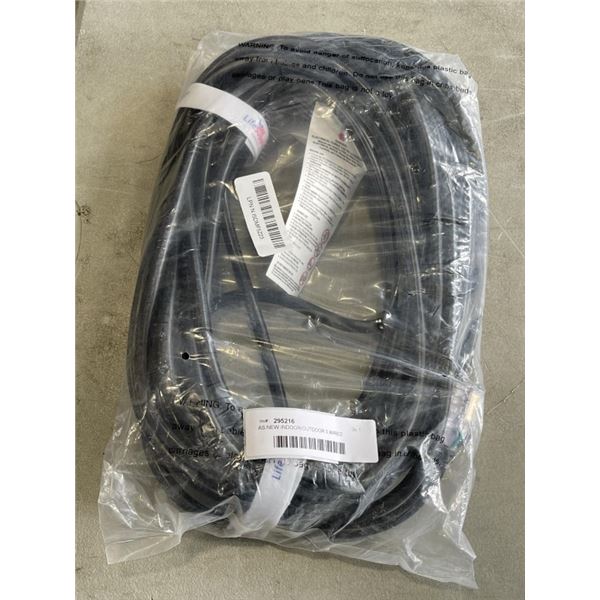 AS NEW INDOOR/OUTDOOR 3 WIRED GROUNDED HEAVY DUTY 50FT 14 AWG BLACK EXTENSION CORD