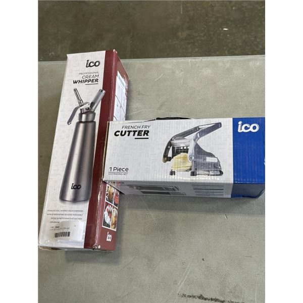 LOT OF A FRENCH FRY CUTTER AND WHIPPING CREAM DISPENSER