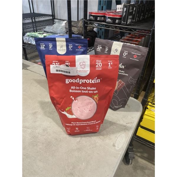 3 NEW PCKS GOOD PROTEIN POWDER - CHOCOLATE, VANILLA, STRAWBERRY