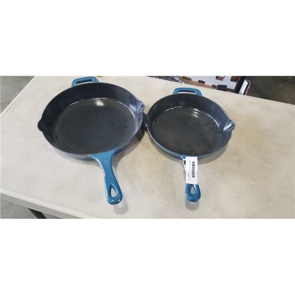 HENCKEL 10" AND 12" CAST IRON ENAMEL FRYING PANS