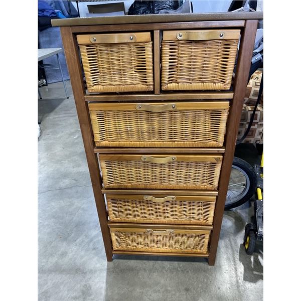 6 DRAWER WICKER BASKET SHELF