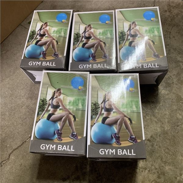 FIVE NEW GYM BALLS 55CM - 65CM