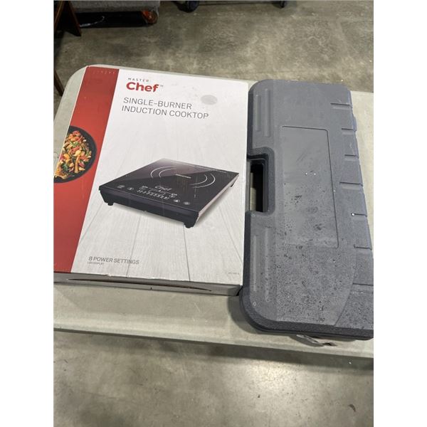 MASTERCHEF SINGLE BURNER INDUCTION COOKTOP AND CASED BBQ TOOLS