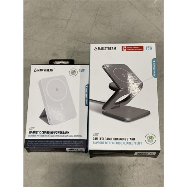 MAG STREAM 3 IN 1 FOLDABLE CHARGING STAND AND MAGSTREAM MAGNETIC CHARGIN POWER BANK