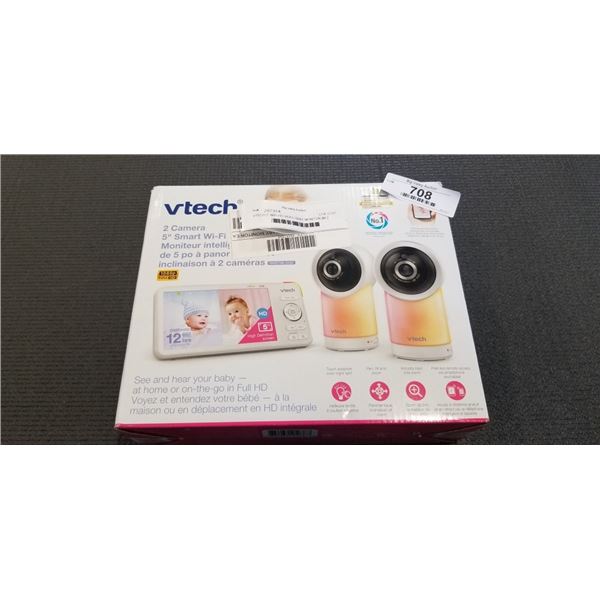 VTECH 5" WIFI HD VIDEO BABY MONITOR W/ 2 CAMERAS, NIGHT VISION AND PAN/ TILT - TESTED WORKING, RETAI