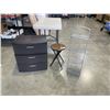 Image 1 : 3 PLASTIC ORGANIZER, METAL BATHROOM SHELF, AND FOLDING STOOL