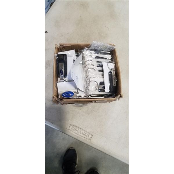 APPROX 50 NEW AUTOMOTIVE KEYCHAIRS, ACURA, HONDA, GMC, SUBARU