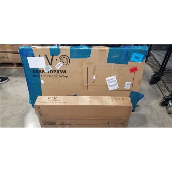 VIVO WHITE 43"X 24" TABLE TOP AND VIVO WHITE ELECTRIC SINGLE MOTOR DESK FRAME