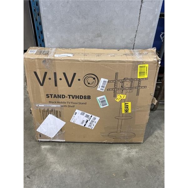 BLACK MOBLIE TV FLOOR STAND WITH SHELF