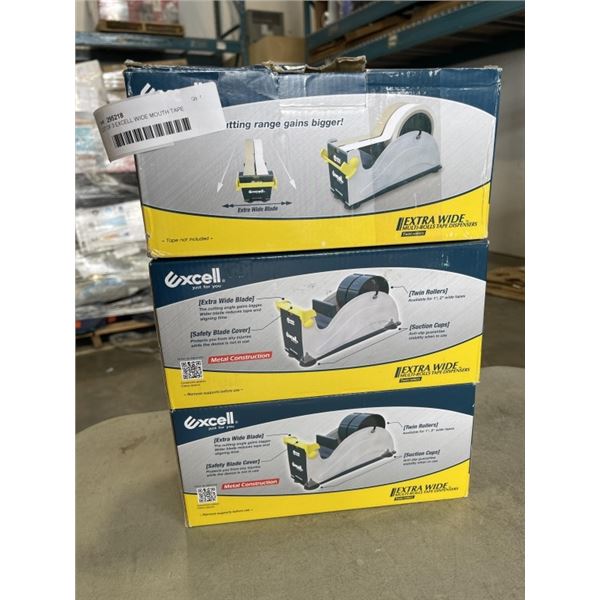 LOT OF 3 EXCELL WIDE MOUTH TAPE DISPENSERS