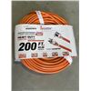 Image 1 : AS NEW IDOOR/OUTDOOR 3-WIRED GROUNDED HEAVY DUTY LIGHTED 200FT 16AWG 6A ORANGE EXTENSION CORD