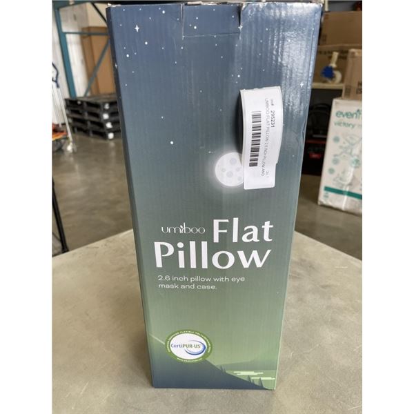 UMBOO FLAT PILLOW 2.6 INCH PILLOW AND EYE MASK