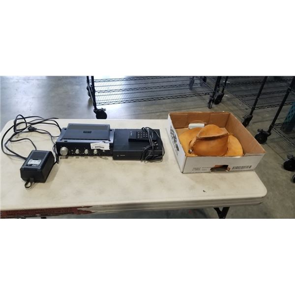 CAMRIDGE SOUNDWORKS AND PHILIPS CHANNEL PLUS 200 AND LEATHER COWBOY HAT