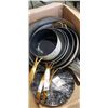 Image 2 : LOT OF COOKWARE POTS, PANS ETC GREEN PAN AND WOKS