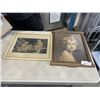 Image 1 : VINTAGE PLASTER FRAMED YOUTH PRINT AND FRAMED 'SILK' CHERUBS PICTURE