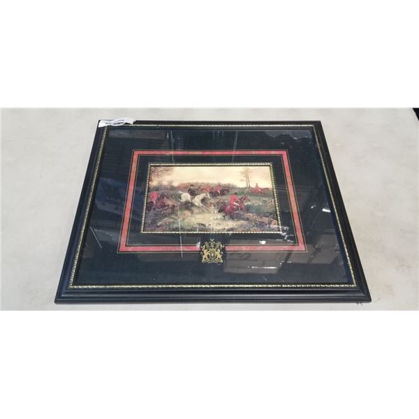 FRAMED PRINT ANIMAL HUNT ON HORSEBACK