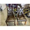 Image 1 : 2 BUTTON BACK LEATHER DINING CHAIRS