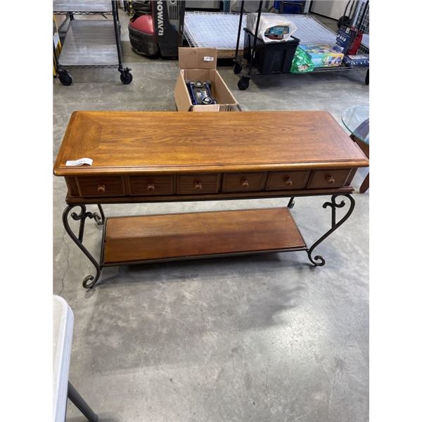 METAL AND WOOD SOFA TABLE