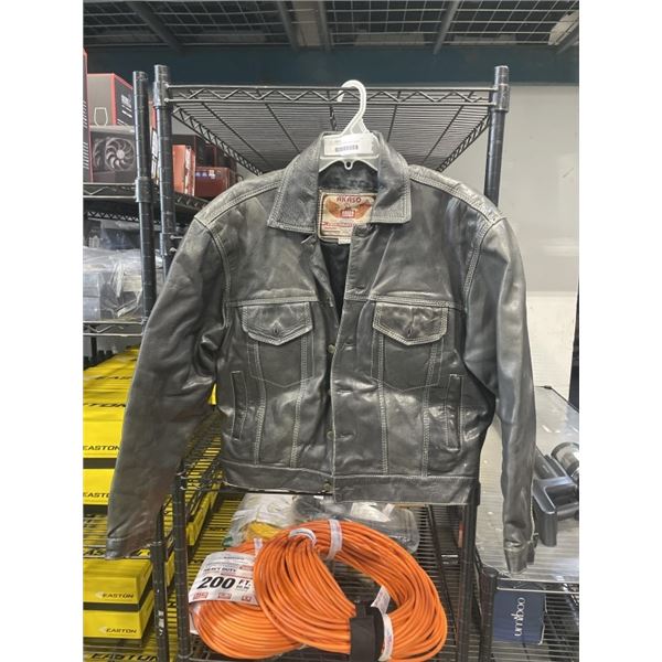 BLACK AKASO LEATHER JACKET. SIZE S