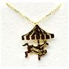 Image 1 : 14KT GOLD PLATED STERLING SILVER MERRY GO ROUND CAROUSEL PENDANT WITH GOLD PLATED STERLING SILVER CH