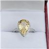 Image 1 : STERLING SILVER NATURAL CITRINE QUARTZ (4CT) WITH CZ RING, SIZE 8, W/A $940.00. CITRINE IS THE BIRTH