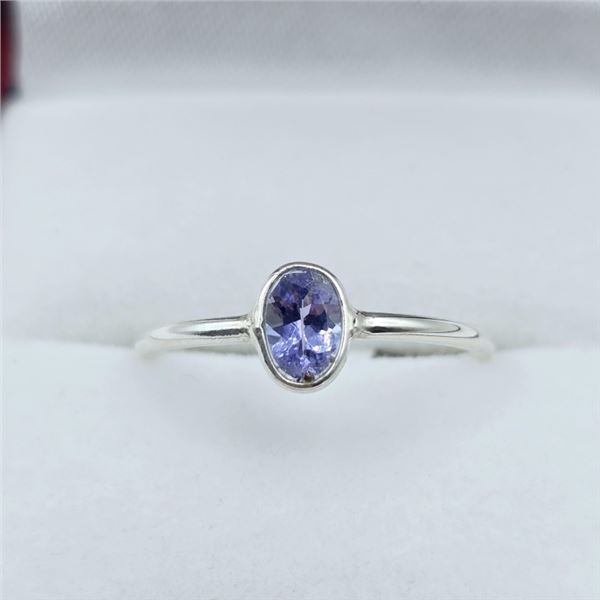 STERLING SILVER NATURAL TANZANITE (0.50CT) RING, SIZE 8.5, W/A $645.00. TANZANITE IS THE BIRTHSTONE 