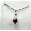 Image 1 : 14KT YELLOW GOLD NATURAL GARNET HEART SHAPE PENDANT WITH GOLD PLATED STERLING SILVER CHAIN, RETAIL $
