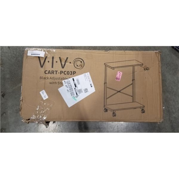 VIVO BLACK ADJUSTIBLE PC CART WITH STORAGE