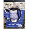 Image 3 : HAMILTON BEACH 1.7L GLASS ELECTRIC KETTLE - TESTED WORKING