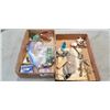 Image 1 : 2 TRAYS OF ANTIQUE COLLECTIBLES INCLUDING PAPOER WORKS, ART GLASS AND MORE