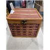 Image 3 : ANTIQUE D TABLE AND WOODEN BASKET
