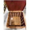Image 4 : ANTIQUE D TABLE AND WOODEN BASKET