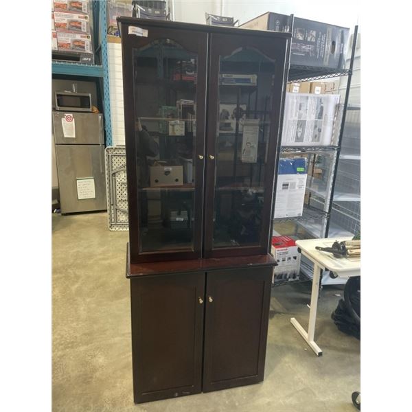 2 PC MAHOGANY FINISH  LIBRARY CABINET
