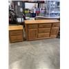 Image 1 : OAK 5 DRAWER AND 2 DOOR DRESSER W/ MATCHING NIGHT STAND