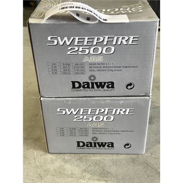 2 AS NEW DAIWA SWEEPFIRE 2500 SPINNING REELS