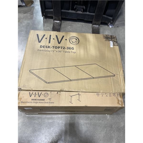 VIVO DARK GRAY 71"X 36" TABLE TOP AND VIVO BLACK ELECTRIC SINGLE MOTOR DESK FRAME