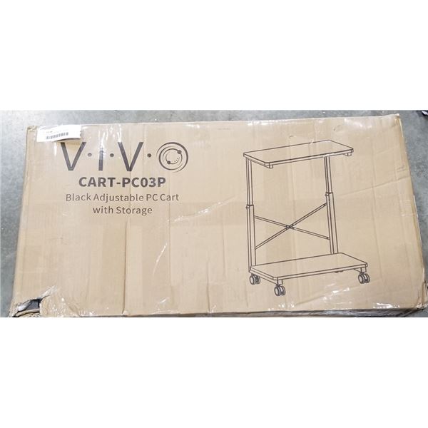 VIVO BLACK ADJUSTIBLE PC CART WITH STORAGE
