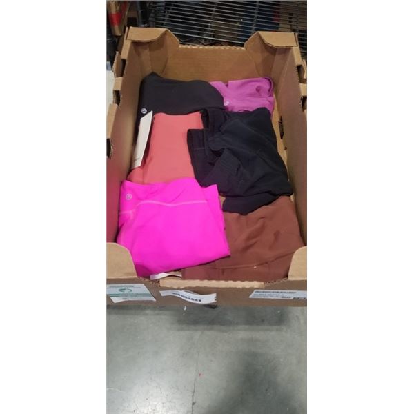 TRAY OF LADIES LULULEMON CLOTHING - ASSORTED SIZES