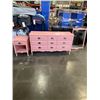 Image 1 : PINK FRENCH PROVINCIAL DRESSER WITH MIRROR AND SIDE TABLE