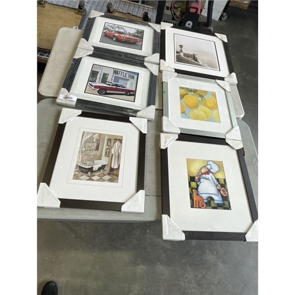 LOT OF 6 NEW FRAMED ART PICTURES