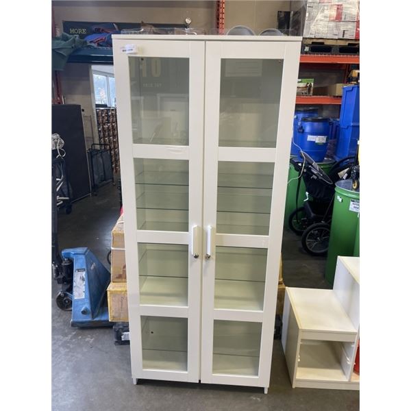 WHITE IKEA GLASS DOOR CABINET W/ KEY