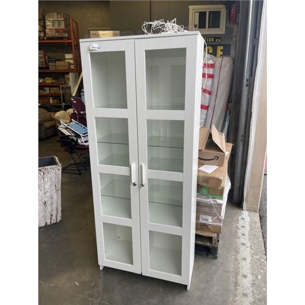WHITE IKEA GLASS DOOR CABINET W/ KEY