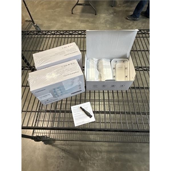 9 NEW PLUG IN AIR PURIFIERS, 8 CARBON HEADS, EACH PACK COVERS 450SQFT, 3 PACKS OF 3, WHITE