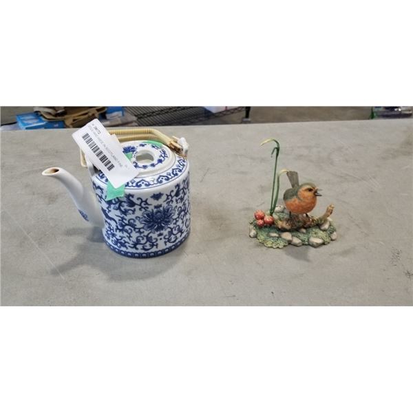 ANTIQUE HAND MADE IN SCOTLAND FINE BIRD AND EASTER TEA POT