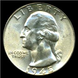 1945 Washington 25c Quarter Coin Graded PCGS MS65 (COI-5303)
